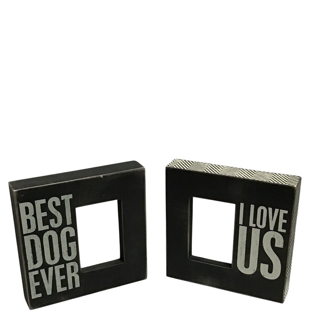 Primitives Free Standing Photo Frame Best Dog Ever & I Love Us Lot of 2